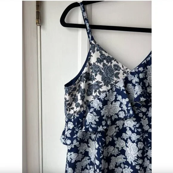 Asymmetric Blue Floral Dress - Picture 6 of 7